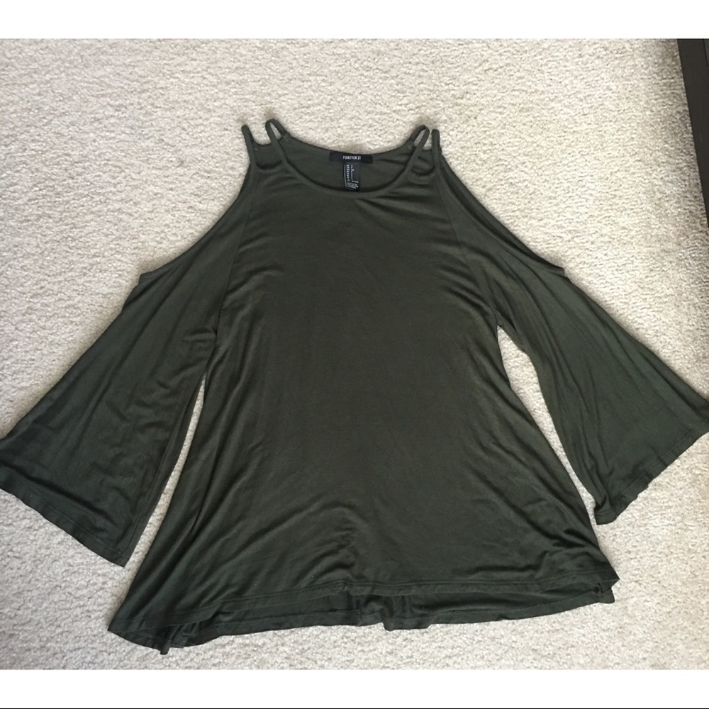 Sexy Forever 21 Shoulderless Long Sleeve Shirt